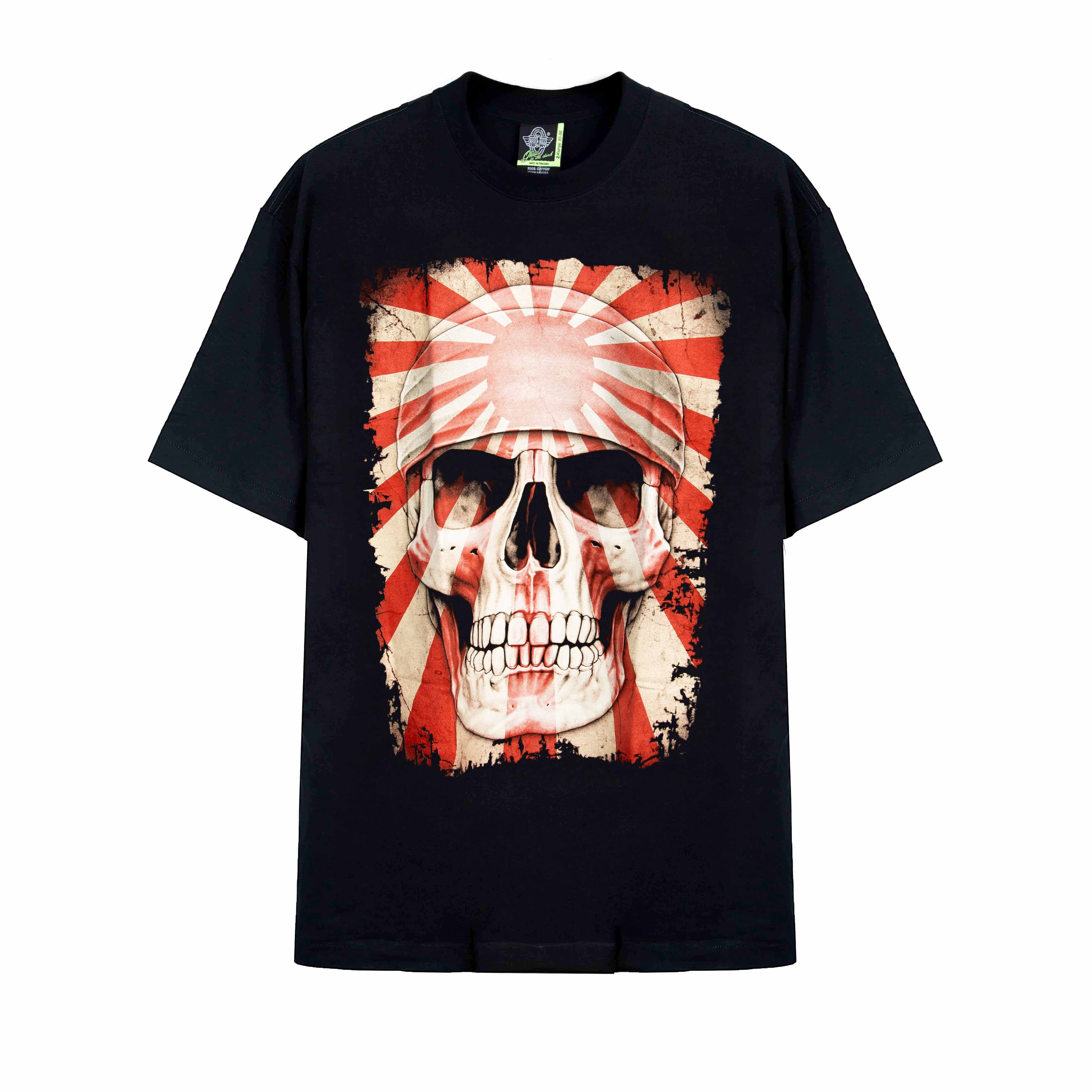 Rock Eagle Samurai Skull 'Rising Sun' T-Shirt, 11606- Black