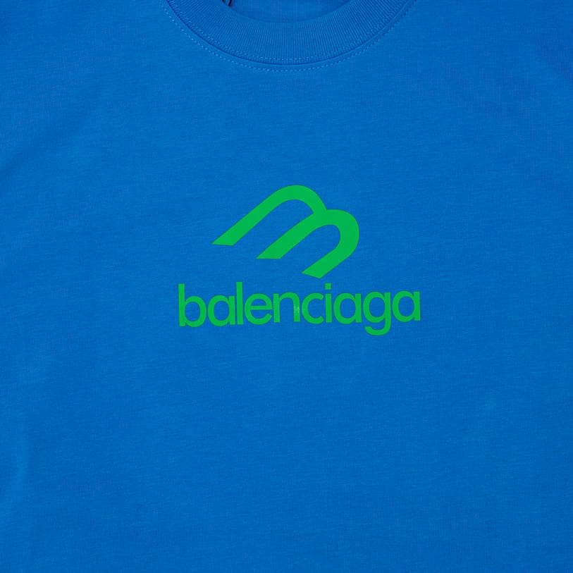 This is a distinctive, short-sleeved t-shirt from the luxury brand Balenciaga.
