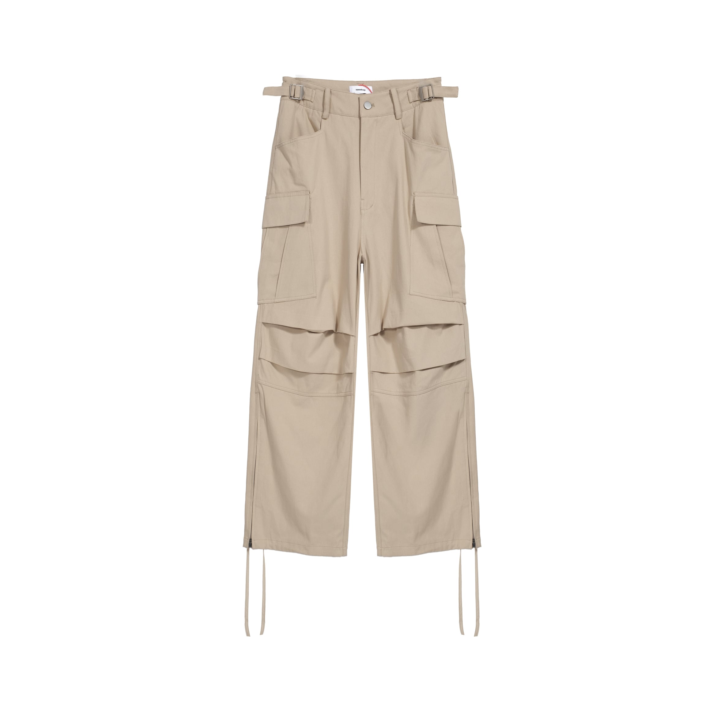 NONNOD Wide-Leg Beige Layered Pocket Cargo Pants