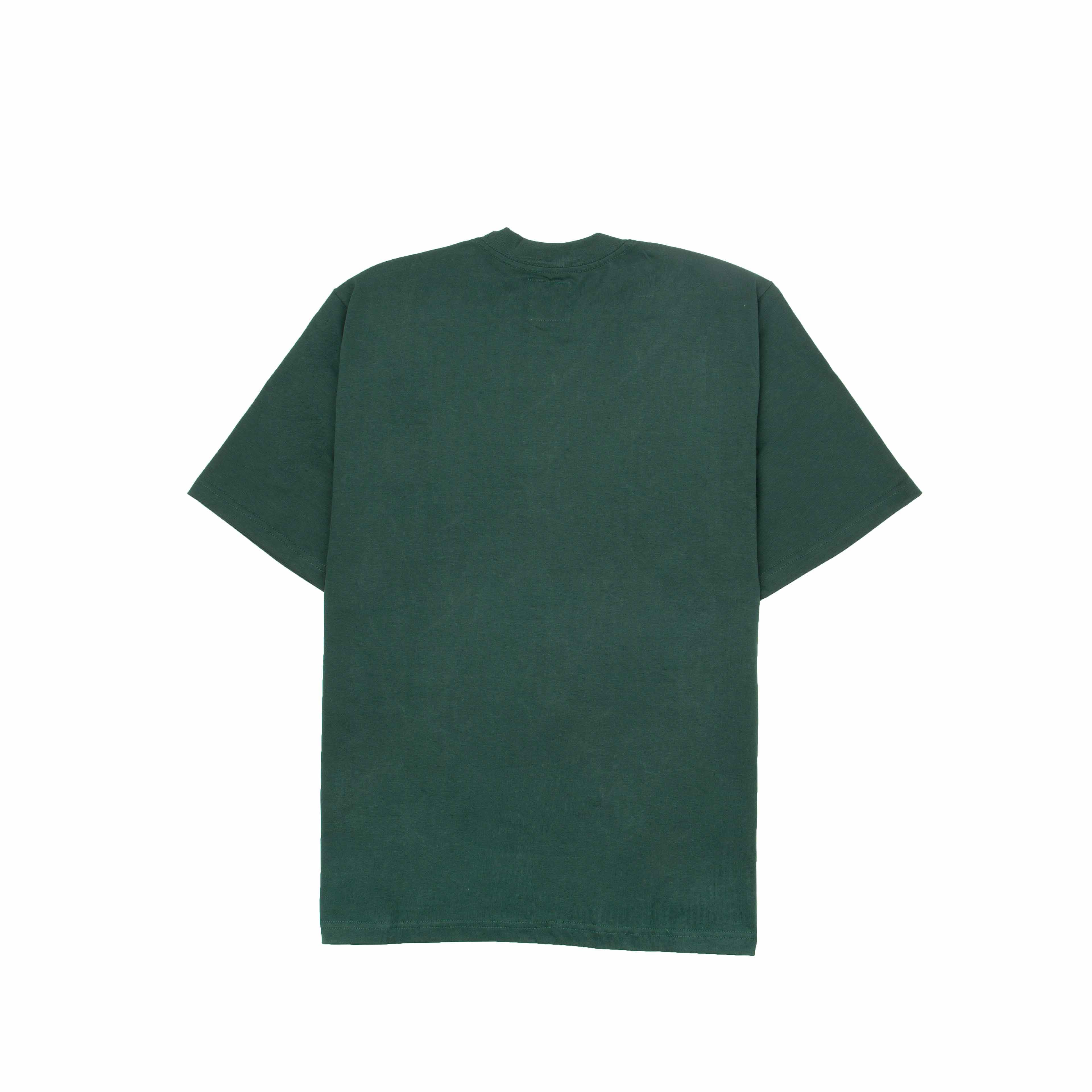 Dark green "enjoy the journey" line graphic t-shirt. Minimalist inspirational tee.