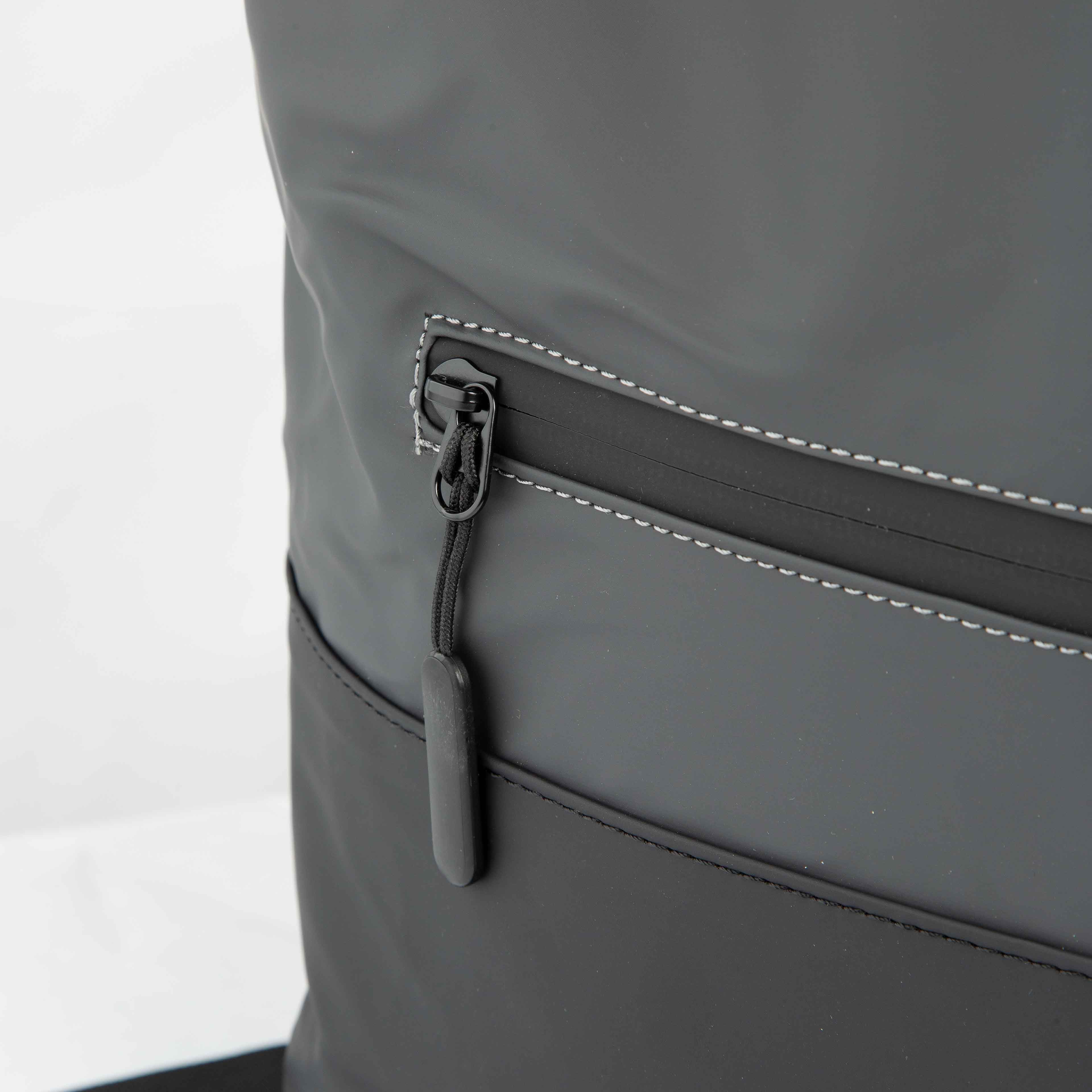 Grey Roll-Top Waterproof Backpack for Commuting & Travel | Unisex Durable Rucksack with Front Pocket