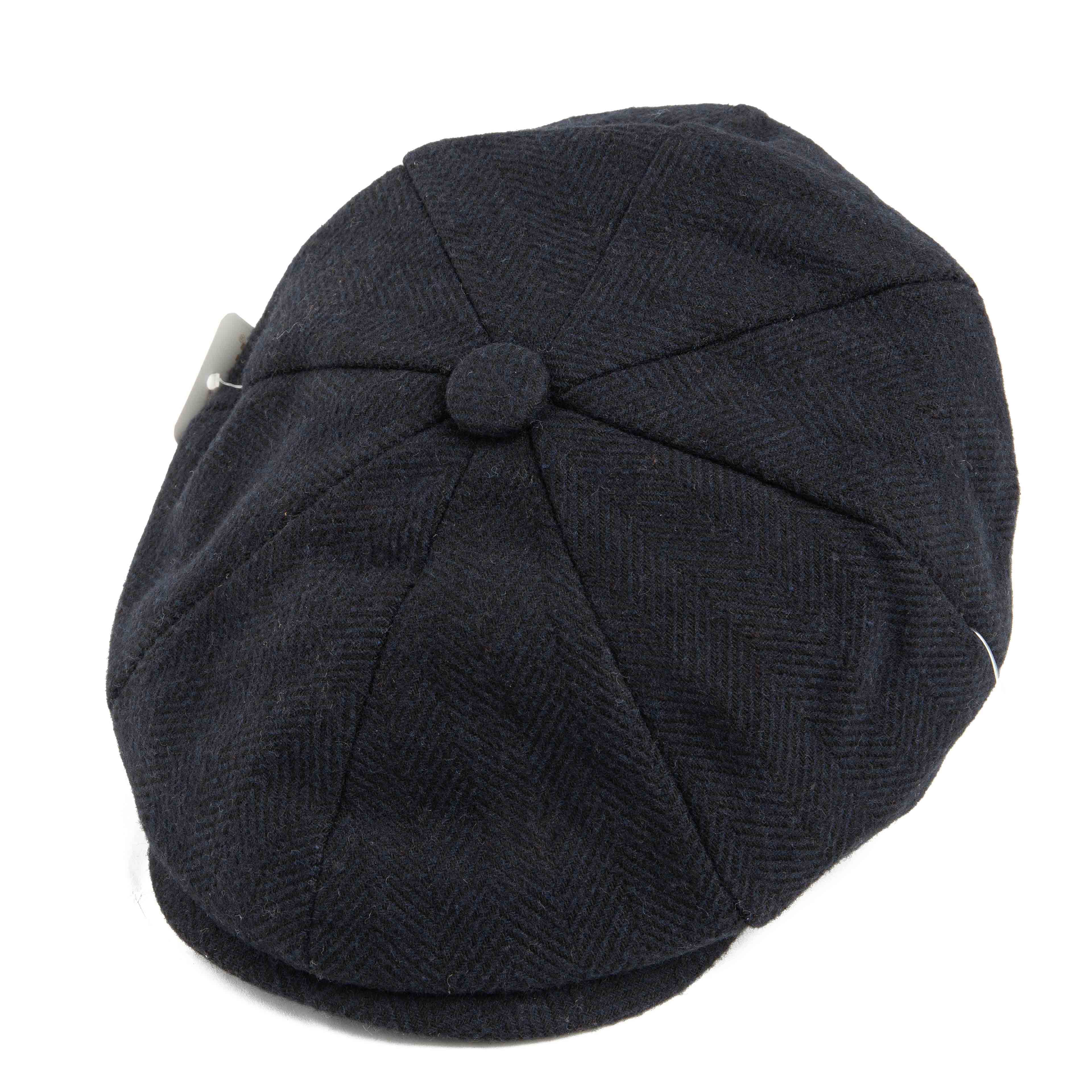 Classic dark grey herringbone newsboy cap for men, perfect for versatile everyday wear.
