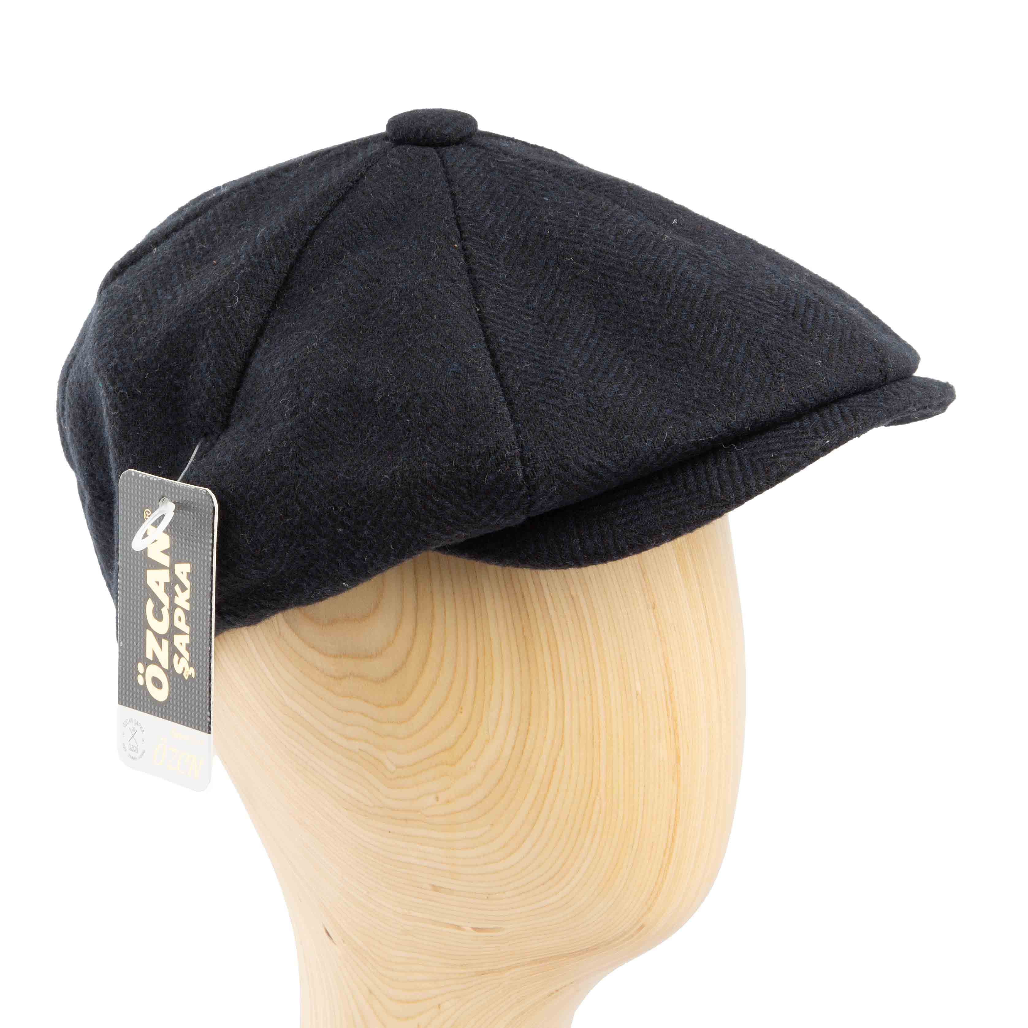 Classic dark grey herringbone newsboy cap for men, perfect for versatile everyday wear.