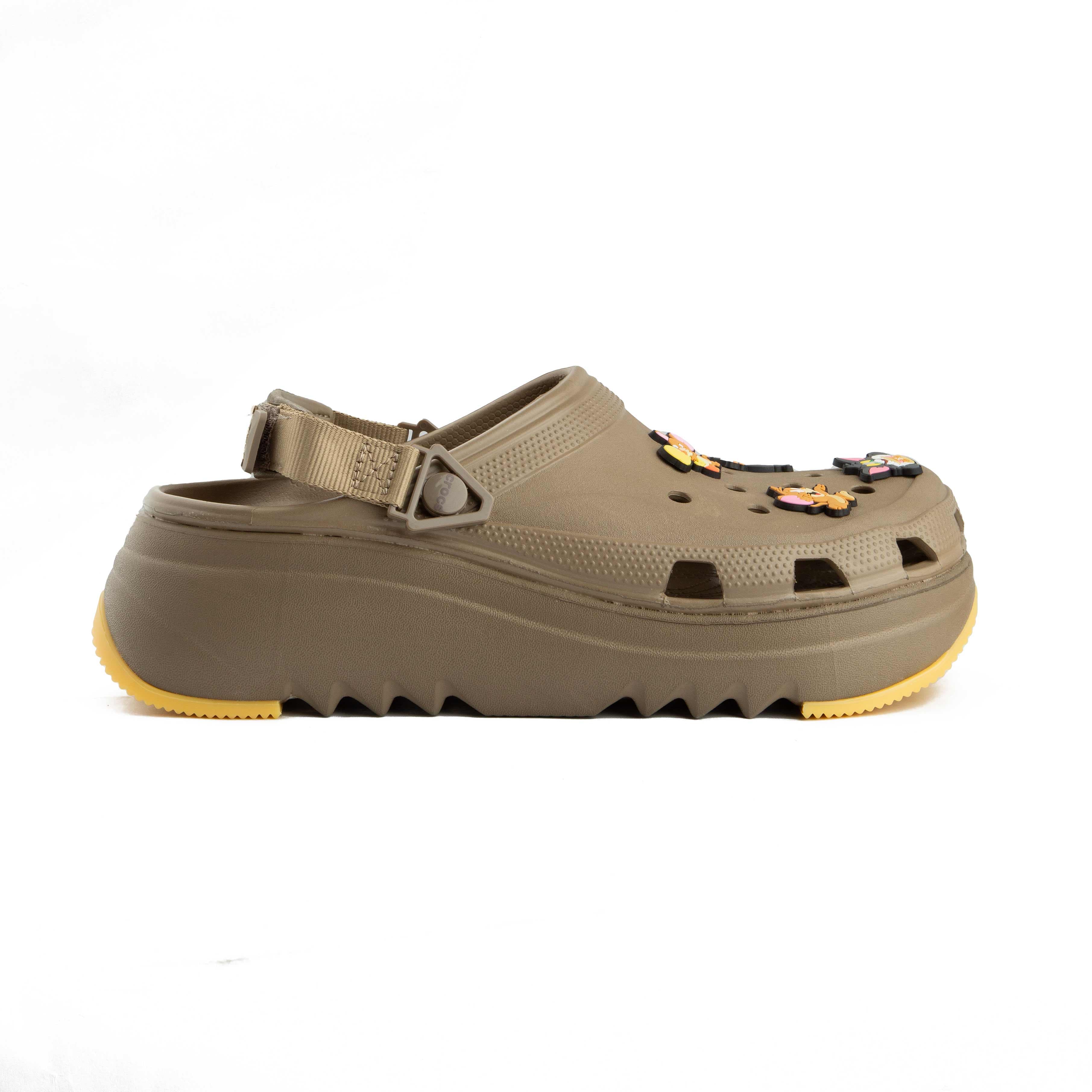 Earth Tone Platform Clogs with Playful Cartoon Charms