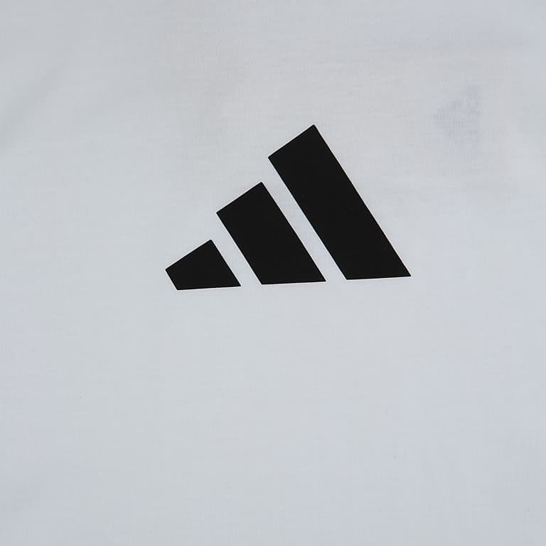 Adidas Sportswear T-Shirt in white with a black three-stripe logo on the chest and matching stripes on the sleeves.