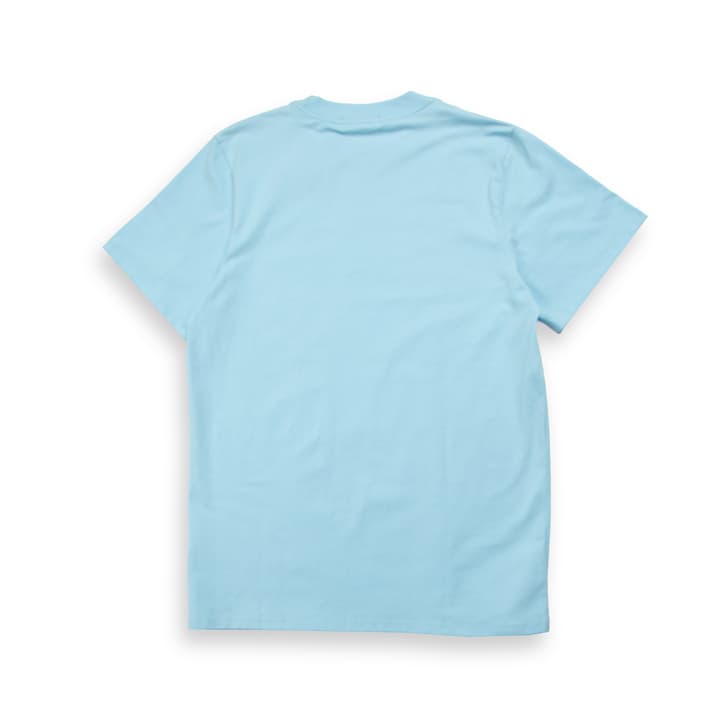 This is a short-sleeved, crew-neck t-shirt from the luxury fashion house Burberry. The shirt is a distinctive light blue (or baby blue/sky blue) colour.