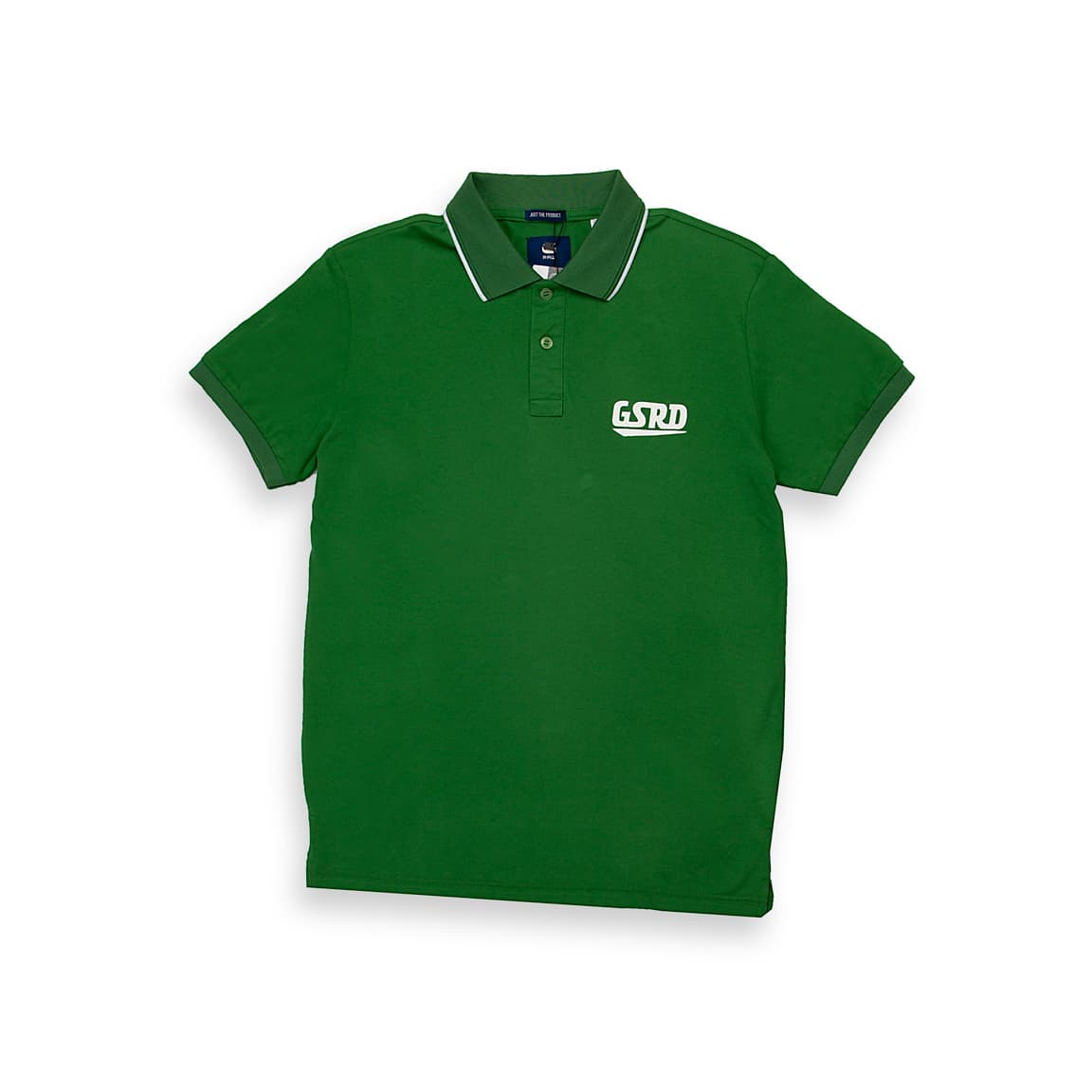 Forest Green G-Star RAW piqué polo shirt with white tipped collar and GSRD logo, short sleeves, men's classic fit.