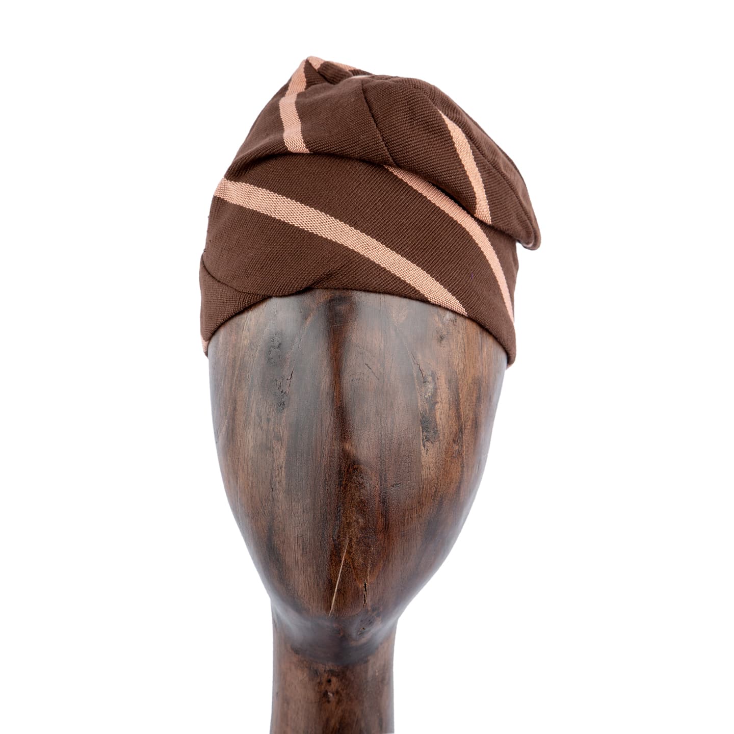 Brown and peach striped Yoruba Men’s Traditional Hat/ Cat