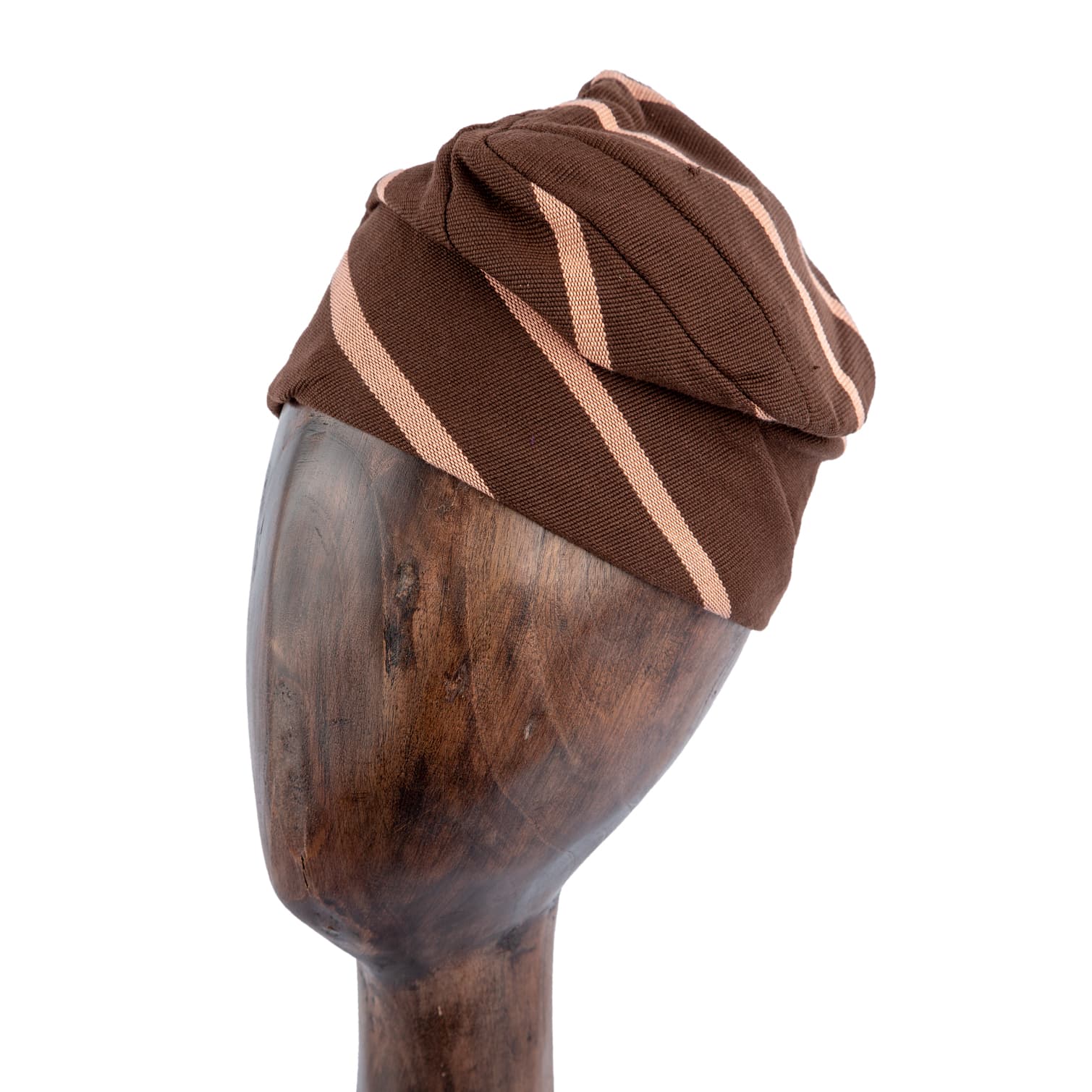 Brown and peach striped Yoruba Men’s Traditional Hat/ Fila