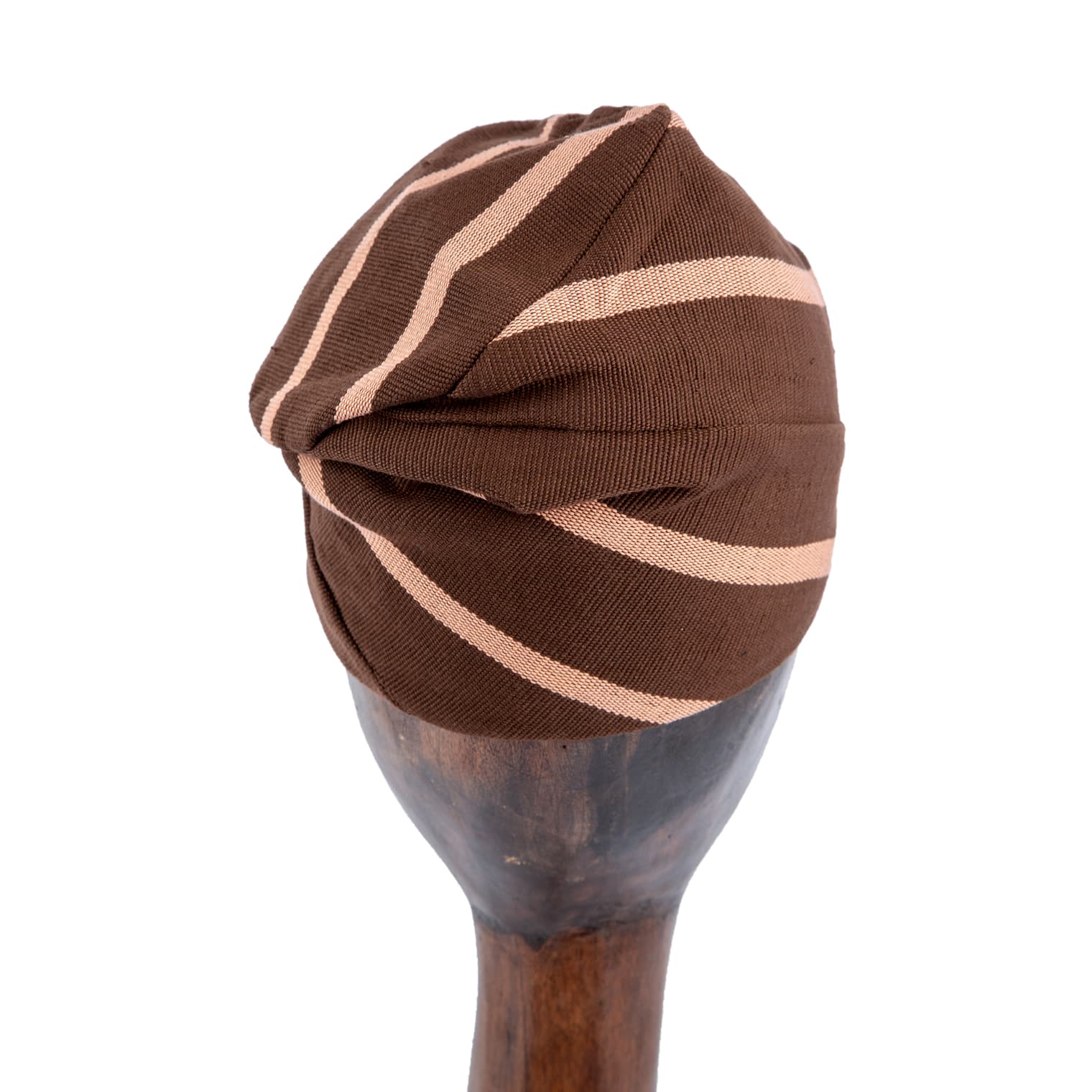 Brown and peach striped Yoruba Men’s Traditional Hat/ Fila