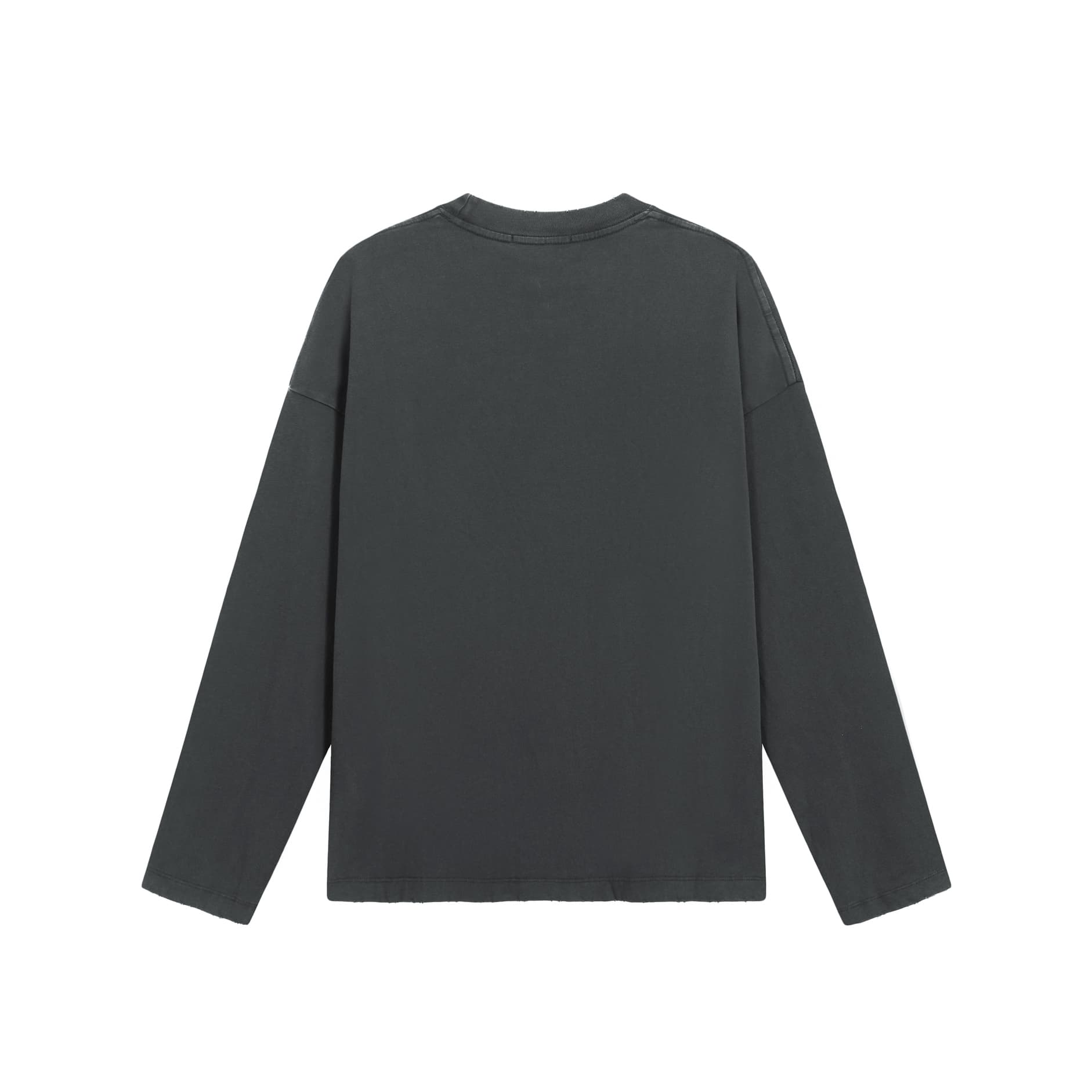 Acne Studios Unisex Washed Black Distressed Arch Logo Long Sleeve
