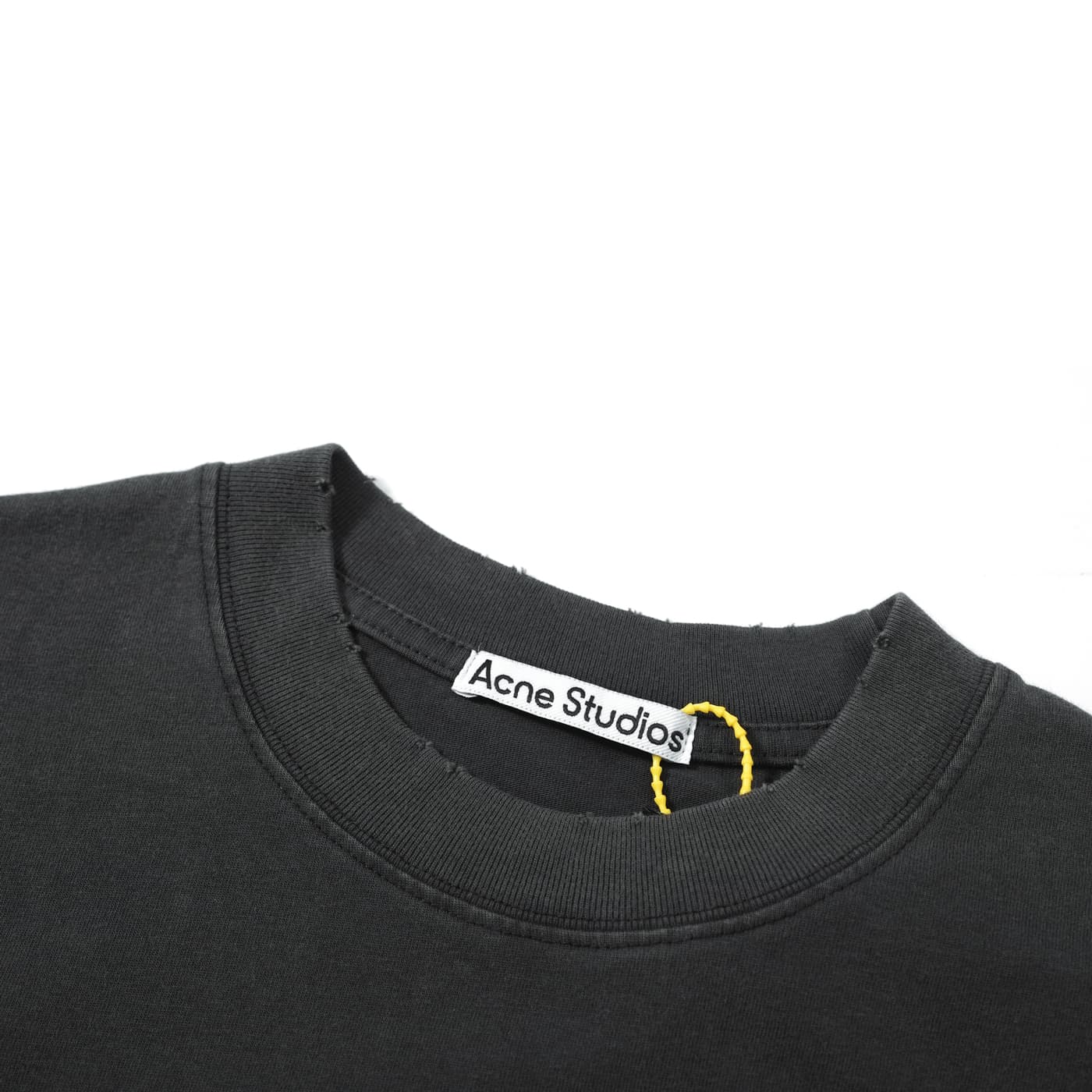 Acne Studios Unisex Washed Black Distressed Arch Logo Long Sleeve