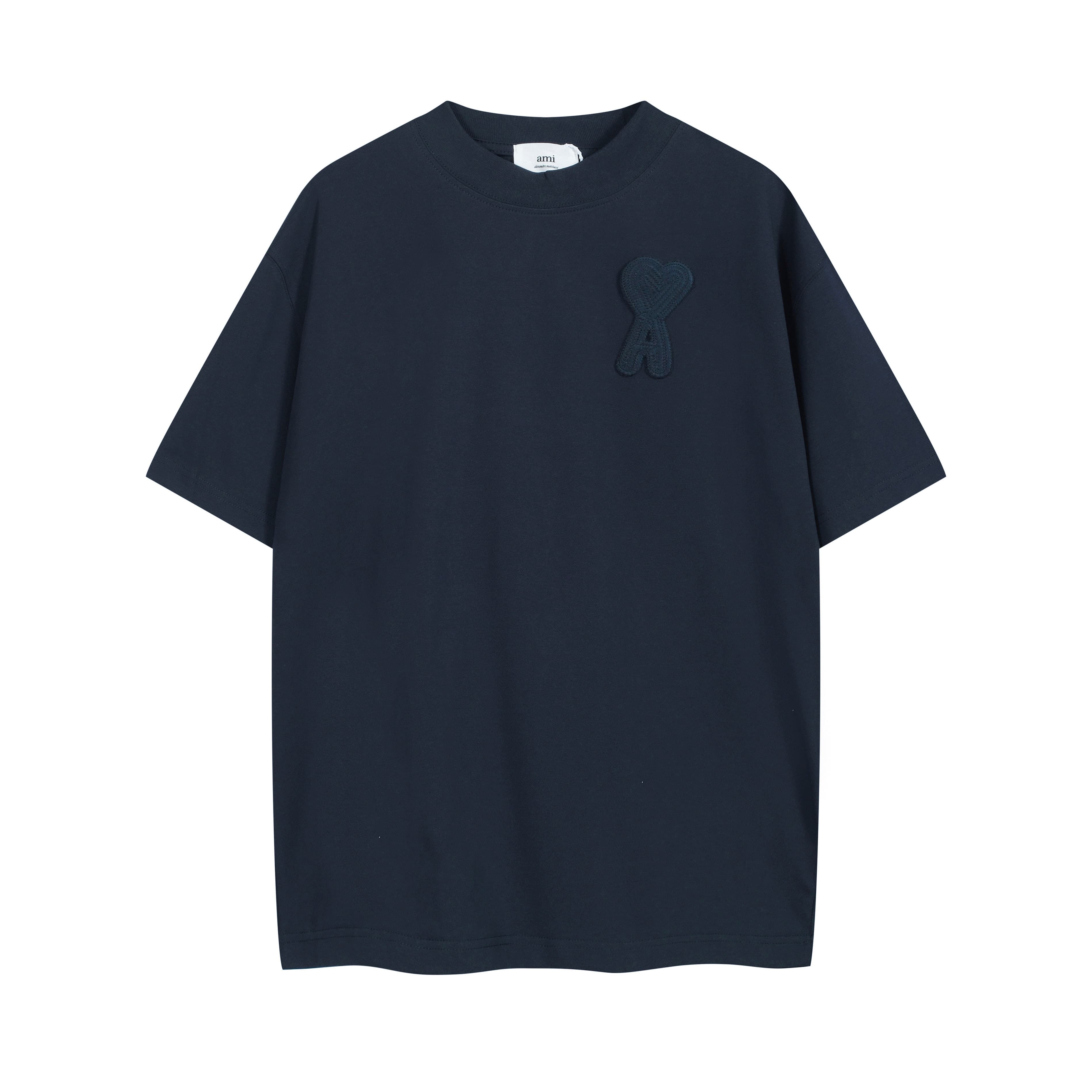 AMI Paris Ami De Coeur T-Shirt - Night Blue Unisex Cotton Tee
