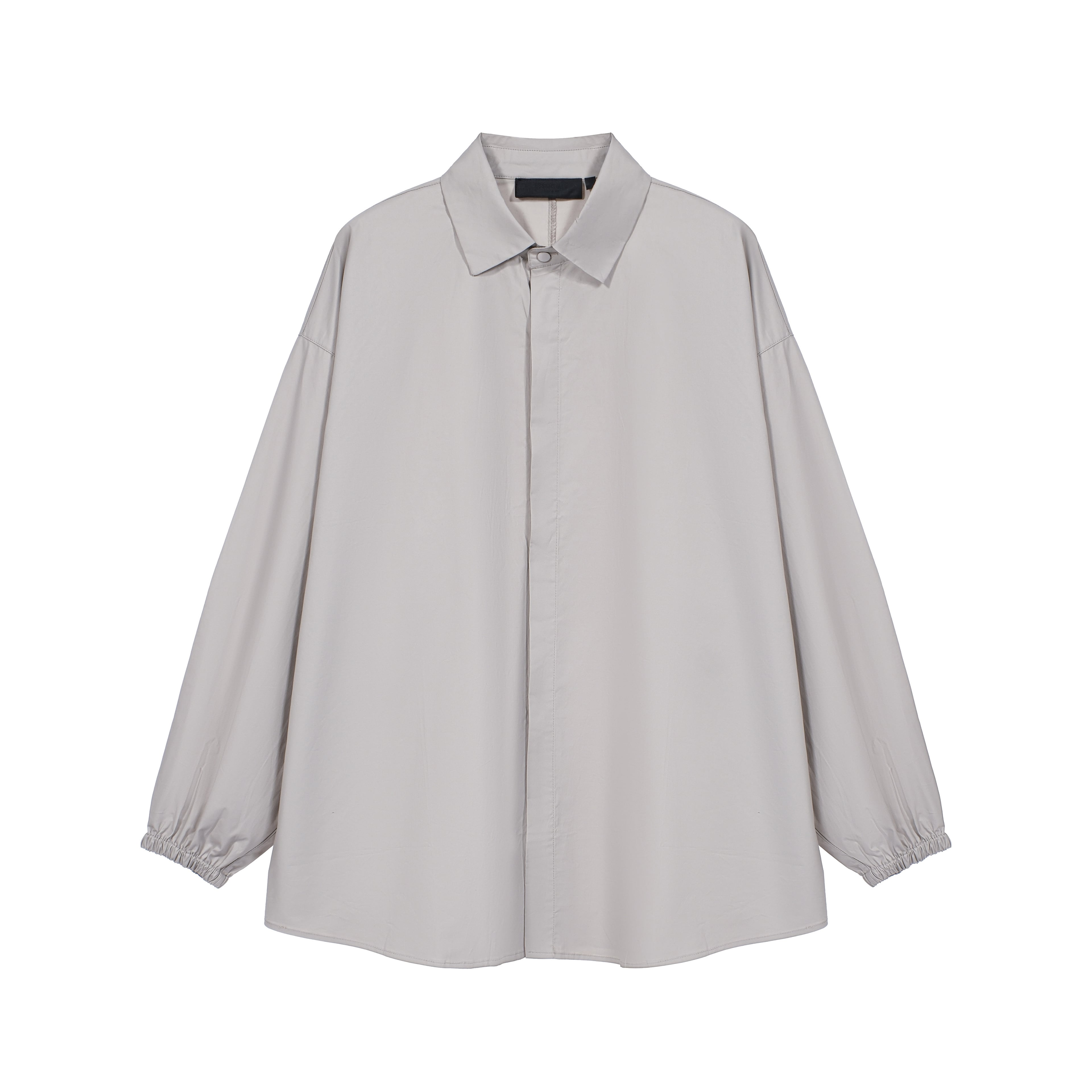 Unisex Oversized Drawstring Shirt - Pale Taupe Minimalist