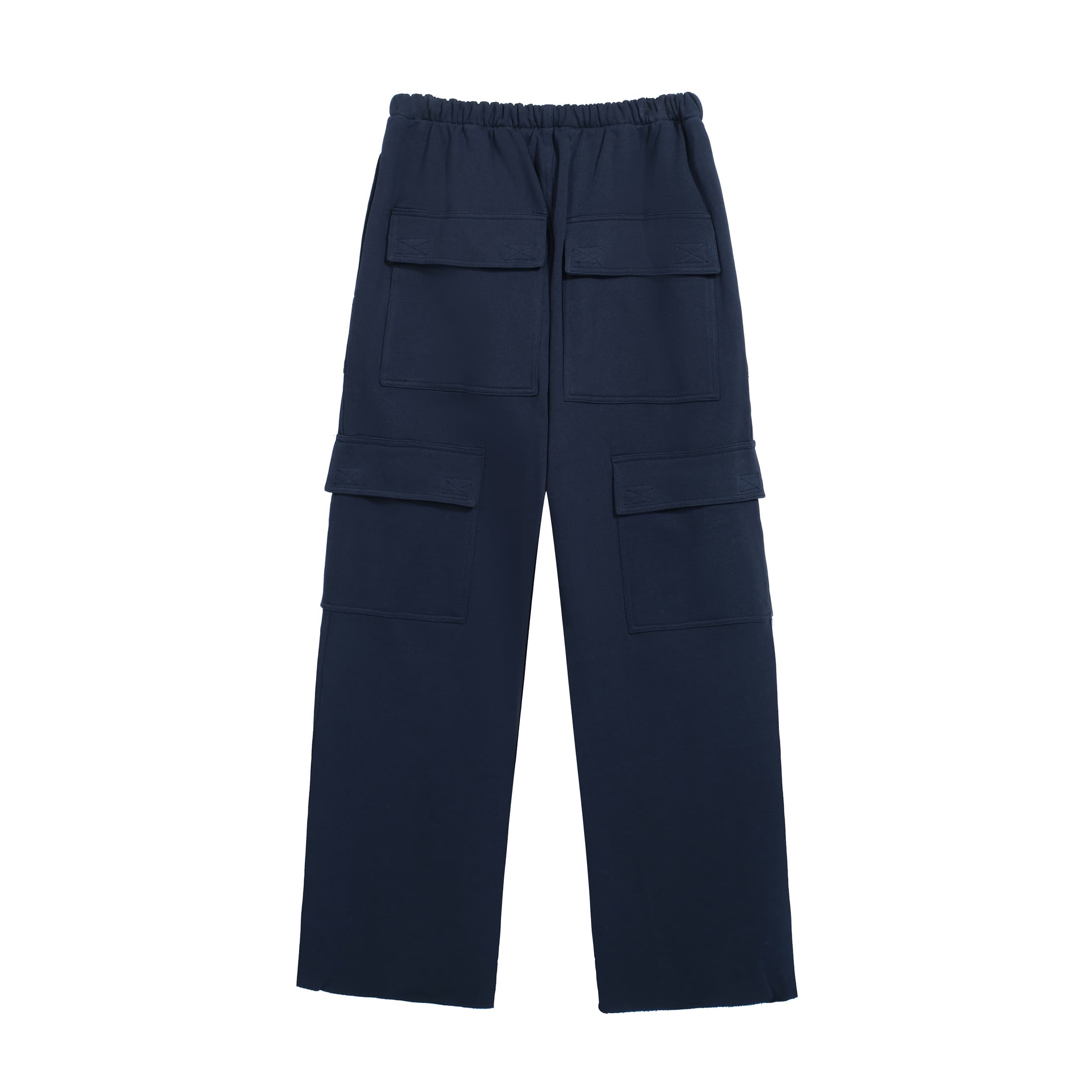 GREG ROSS Wide-Leg Navy Fleece Cargo Sweatpants