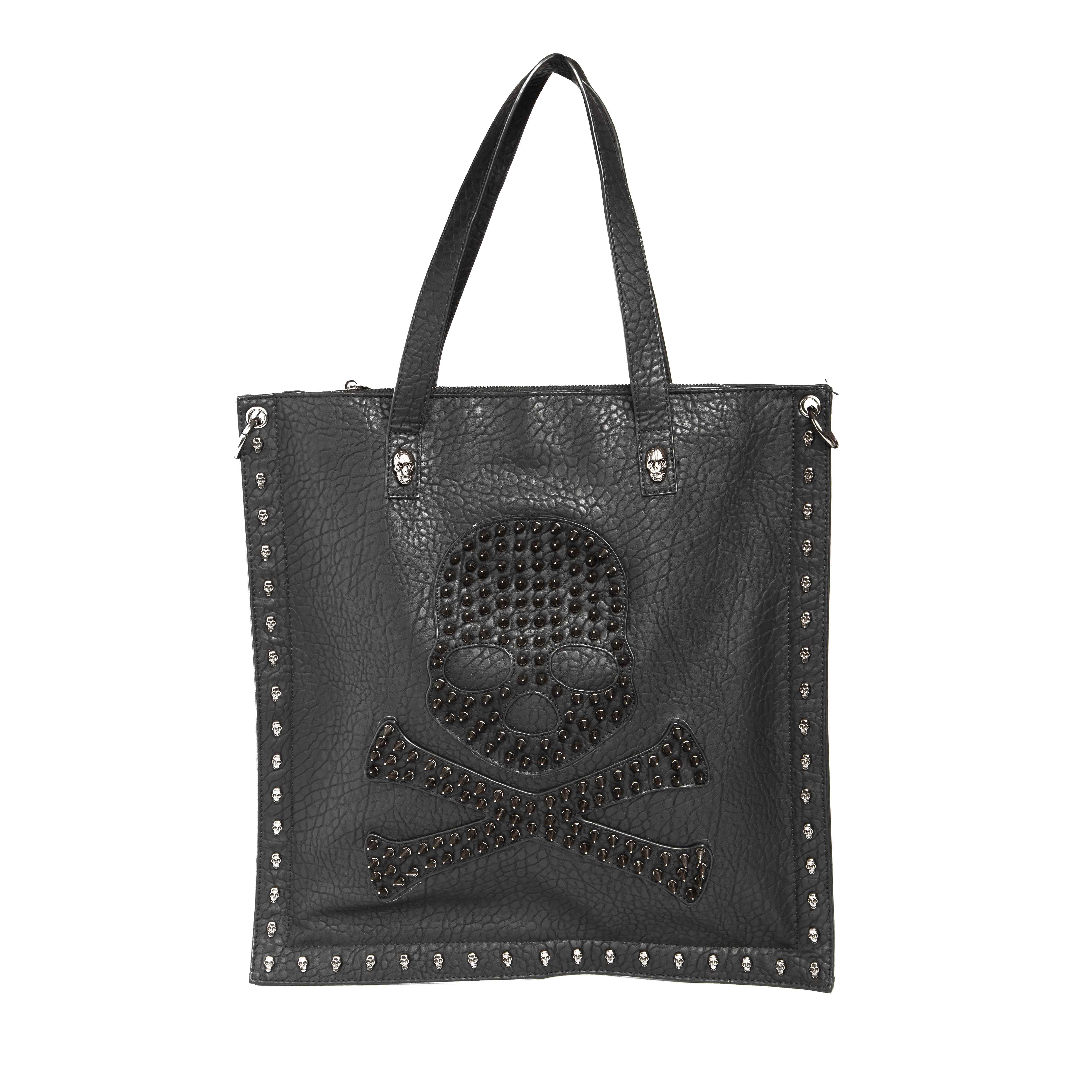 3D Skull Studded Hooded Backpack - Black Edgy Unisex
