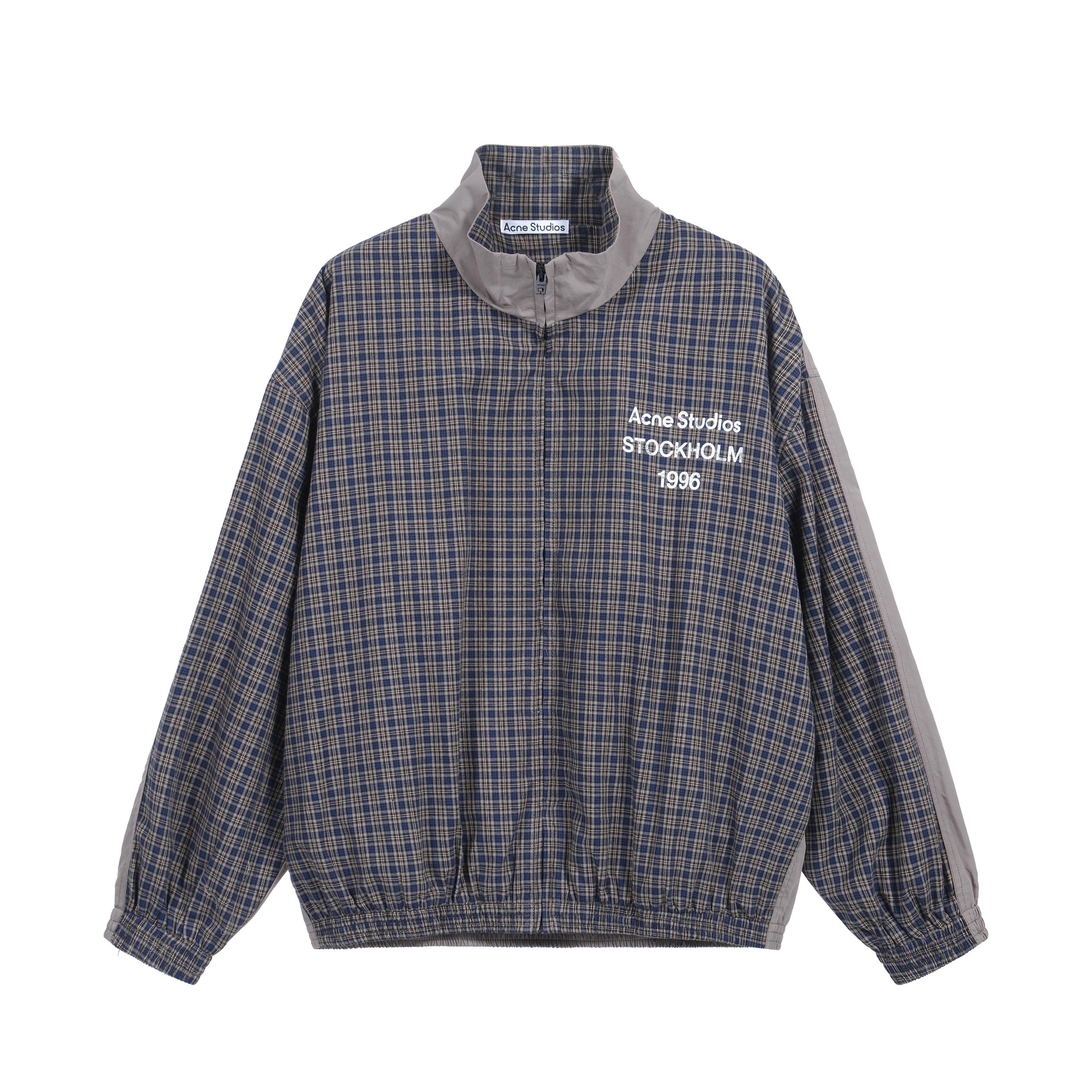 Acne Studios Plaid Check Half-Zip Track Jacket - Stockholm