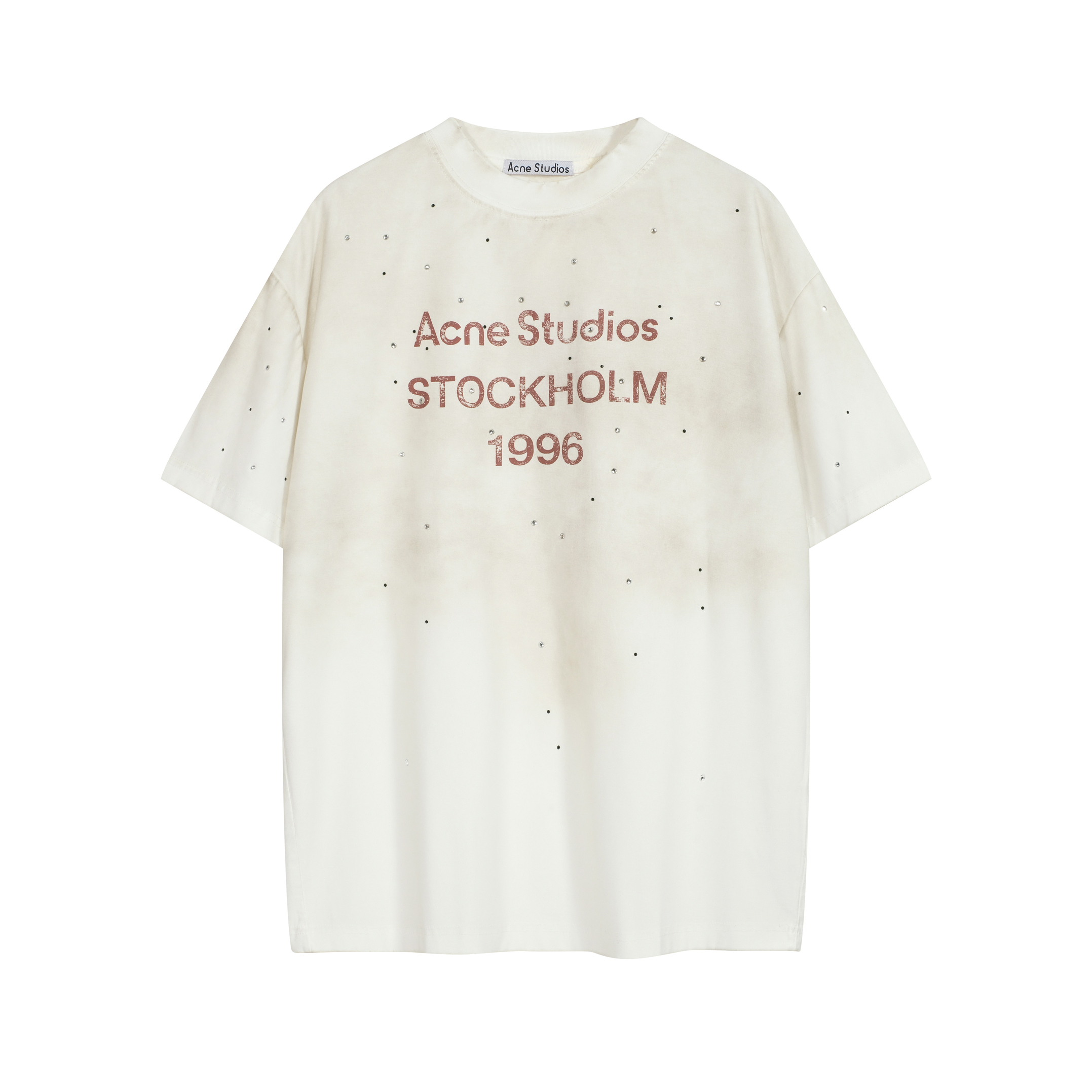 Acne Studios 1996 Logo T-Shirt - White, Pink Print, Unisex Fit